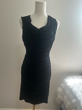 Trina Turk Black Cowl Neck Draped Dress
